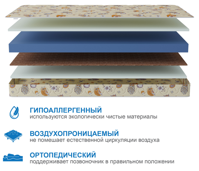 Матрасы, Матрас Здоровый сон-Мишутка 600х1600